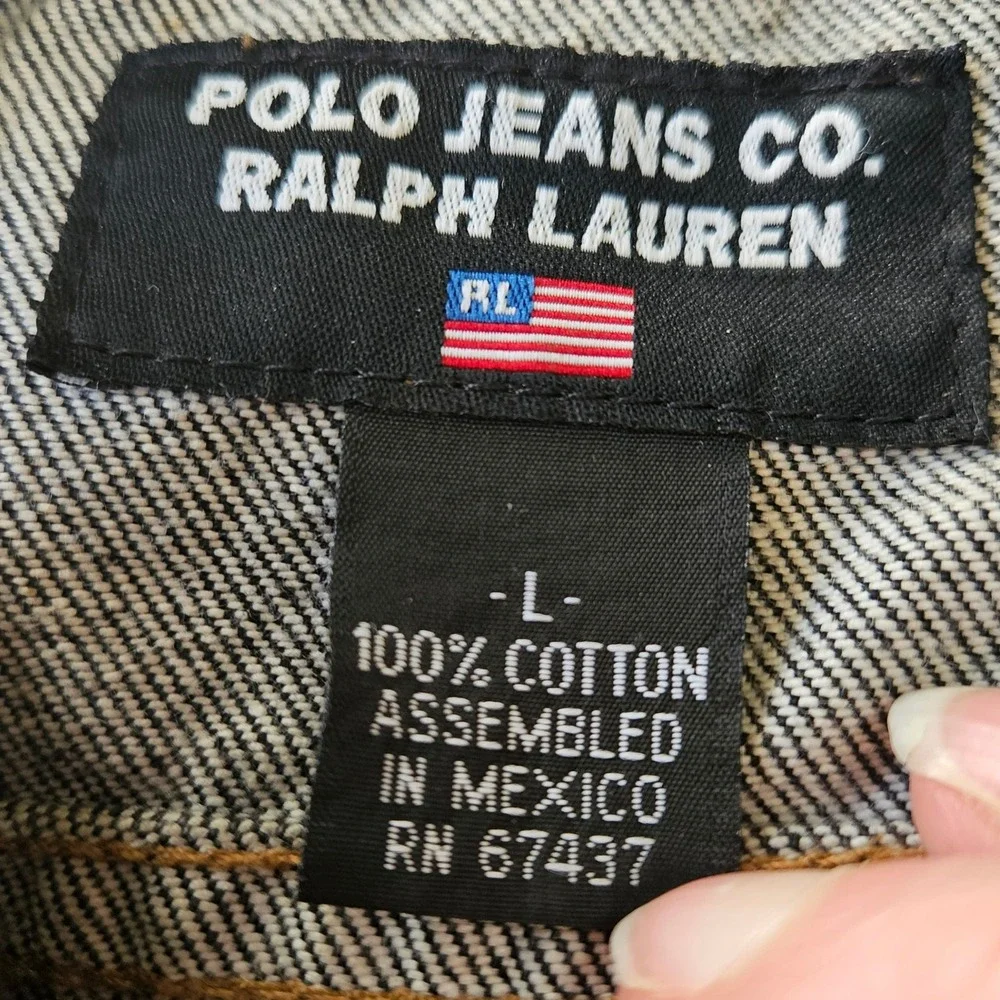 Polo Jeans‎ Co. Ralph Lauren Kids Denim Jacket Black Wash USA Made Large